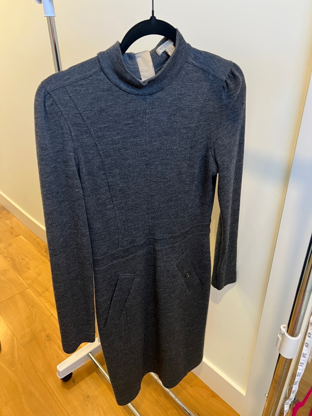 Burberry Charcoal Gray Long-Sleeve Knit Dress